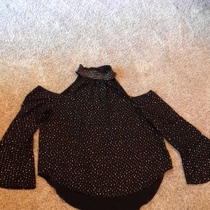 XOXO choke collar cold shoulder shirt XL Black/ Rose Gold